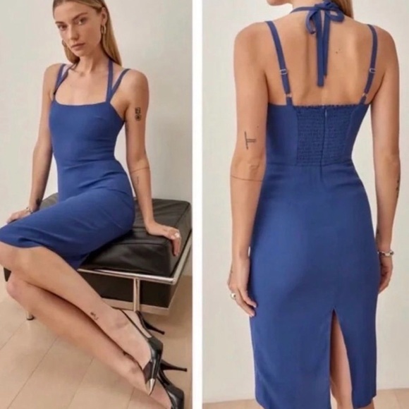 Reformation Dresses & Skirts - Reformation Skyla Dress Caspian Blue 8